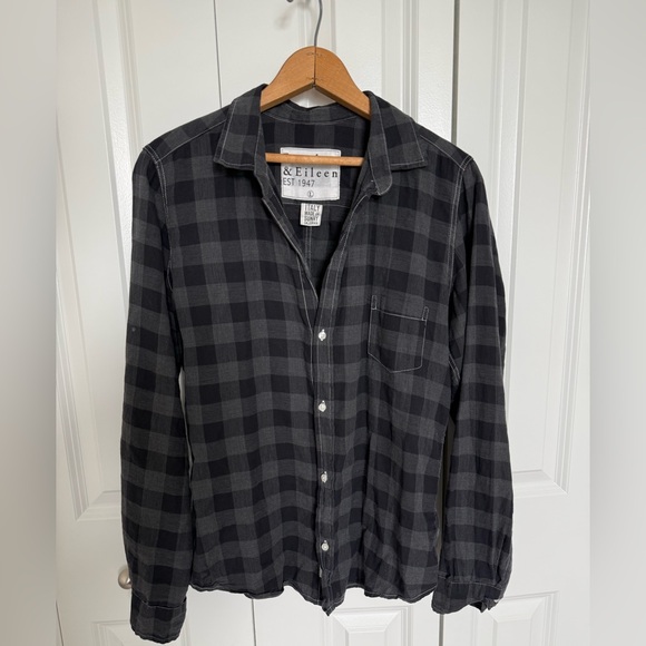 Frank & Eileen Tops - Frank & Eileen Women Button Up Long Sleeve Shirt Large Black/Grey Plaid “Barry”
